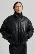 Harlow Leather Bomber Jacket - Black