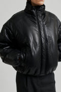Harlow Leather Bomber Jacket - Black