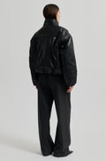 Harlow Leather Bomber Jacket - Black