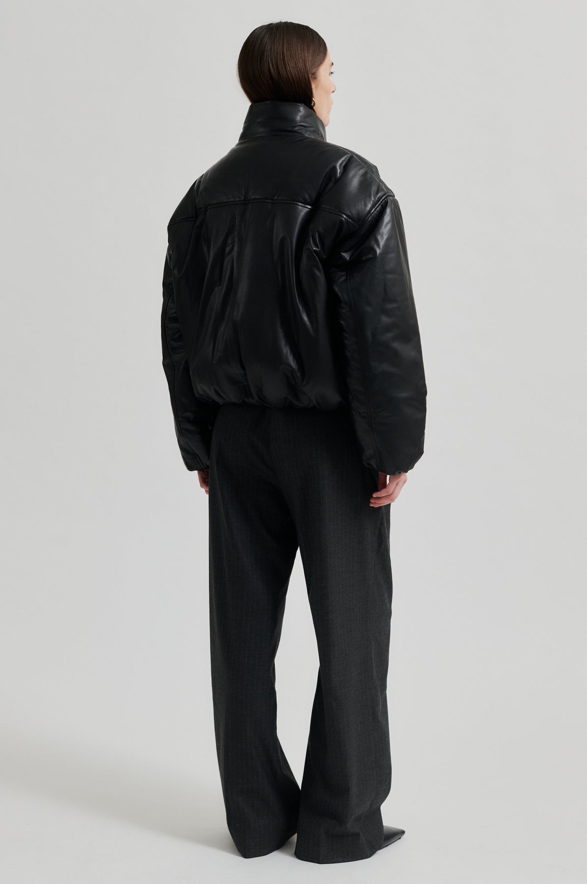 Harlow Leather Bomber Jacket - Black