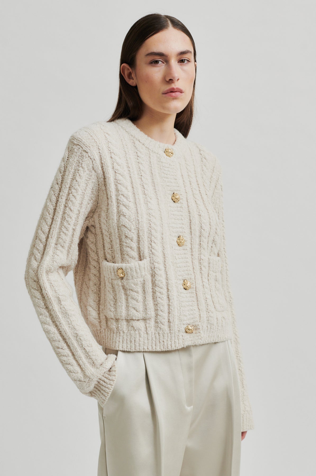 Karolina Knit Cardigan - Pumice Stone