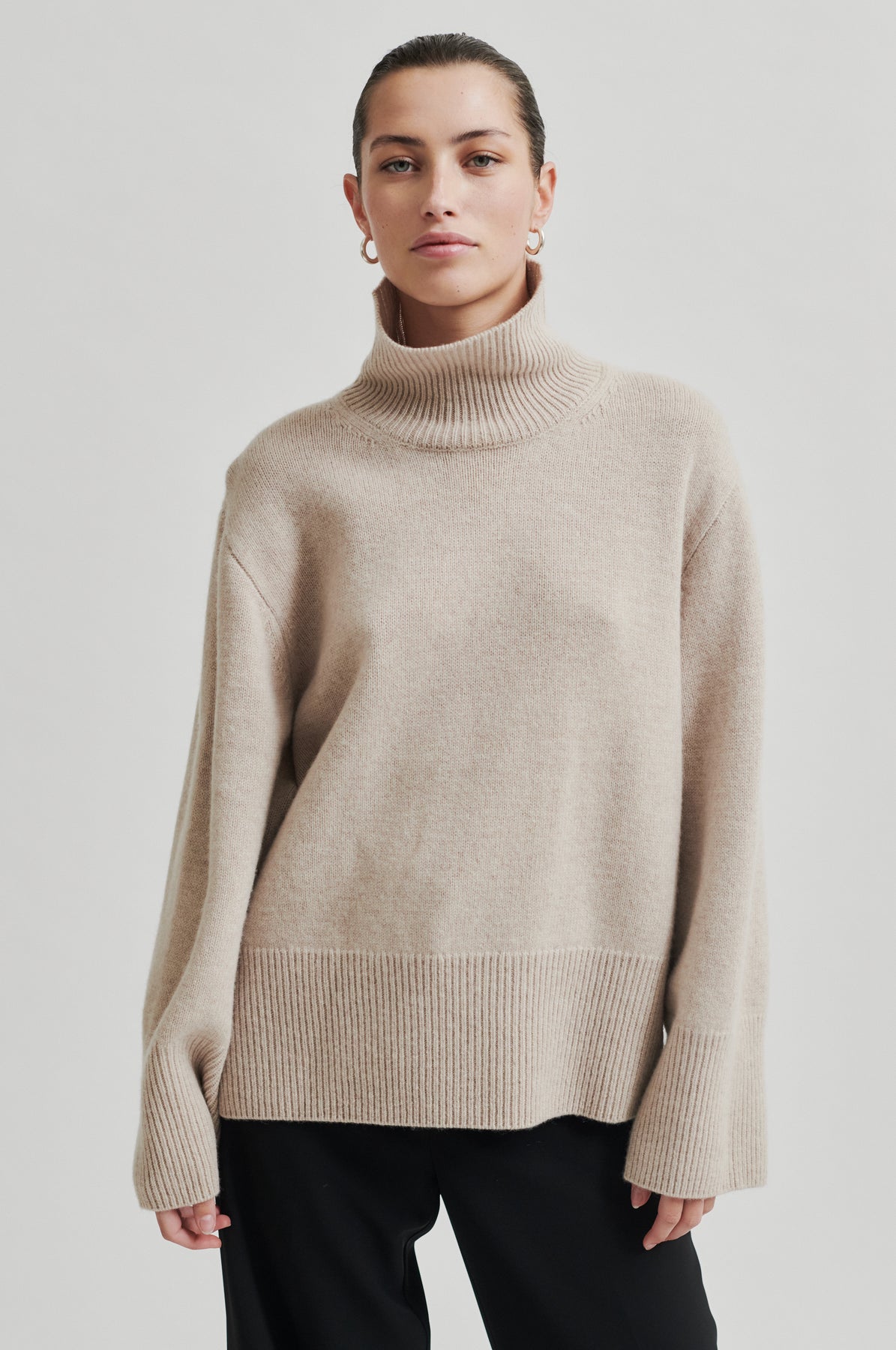Alpha Knit T-Neck - Pumice Stone