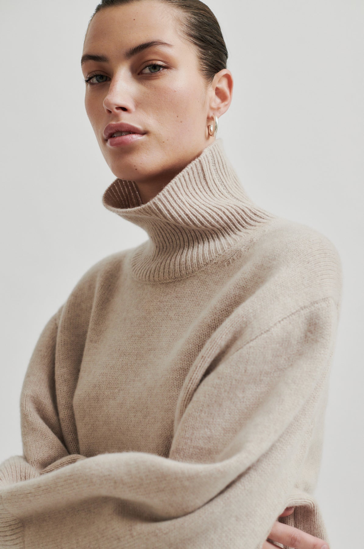 Alpha Knit T-Neck - Pumice Stone