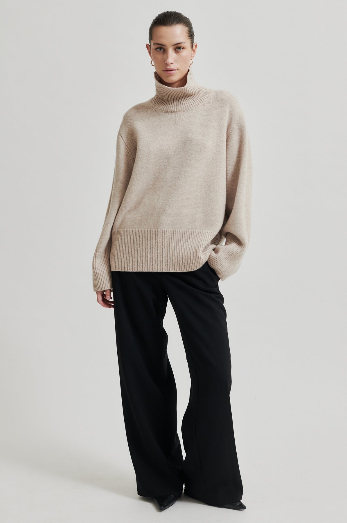Alpha Knit T-Neck - Pumice Stone