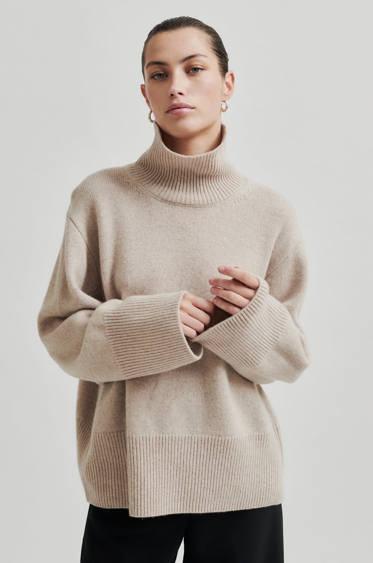 Alpha Knit T-Neck - Pumice Stone