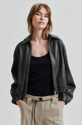 Lato Leather Bomber Jacket - Thunderstorm