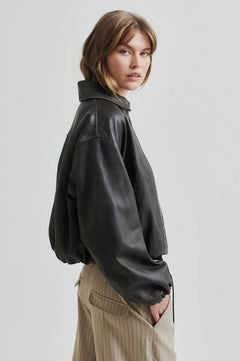 Lato Leather Bomber Jacket - Thunderstorm
