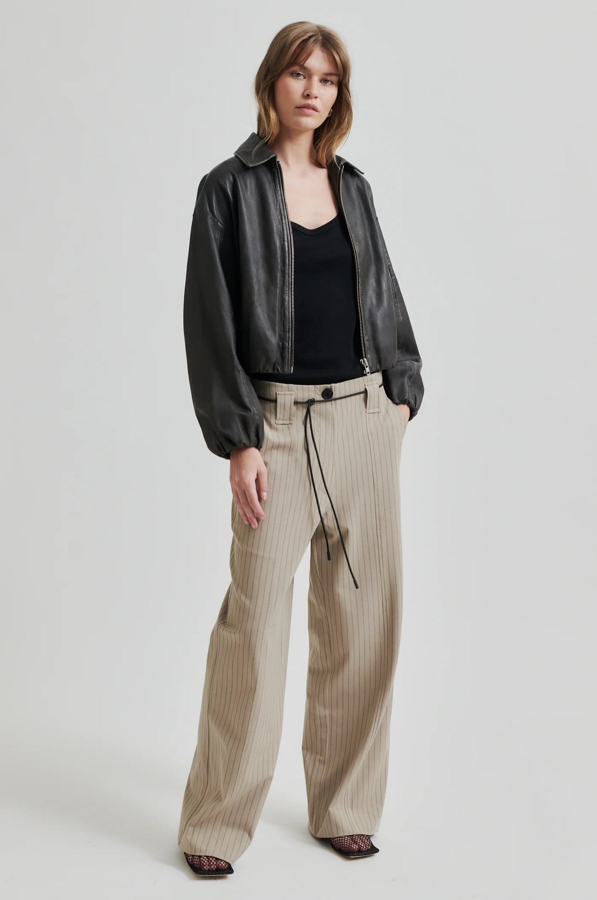 Lato Leather Bomber Jacket - Thunderstorm