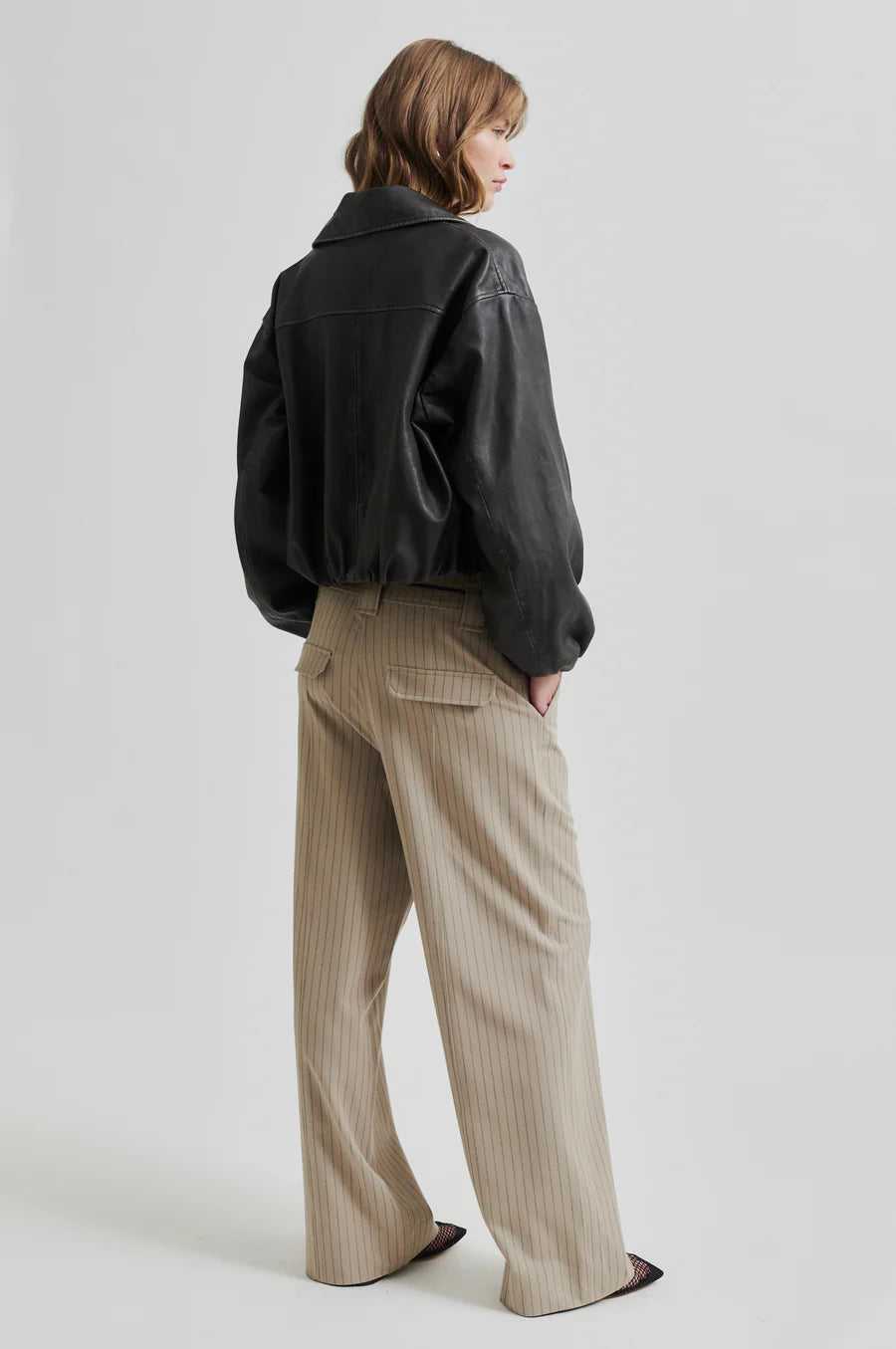 Lato Leather Bomber Jacket - Thunderstorm