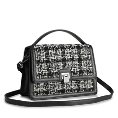 Tori Crossbody Bag Tweed Mix - Black W/Black+White