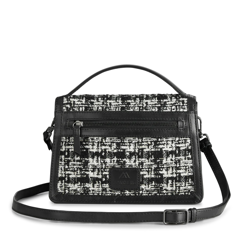 Tori Crossbody Bag Tweed Mix - Black W/Black+White