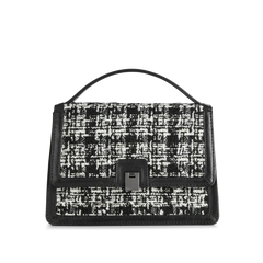 Tori Crossbody Bag Tweed Mix - Black W/Black+White