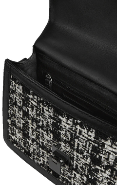 Tori Crossbody Bag Tweed Mix - Black W/Black+White