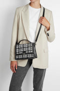 Tori Crossbody Bag Tweed Mix - Black W/Black+White