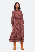 Giulia Print L/Slv Dress - Marron