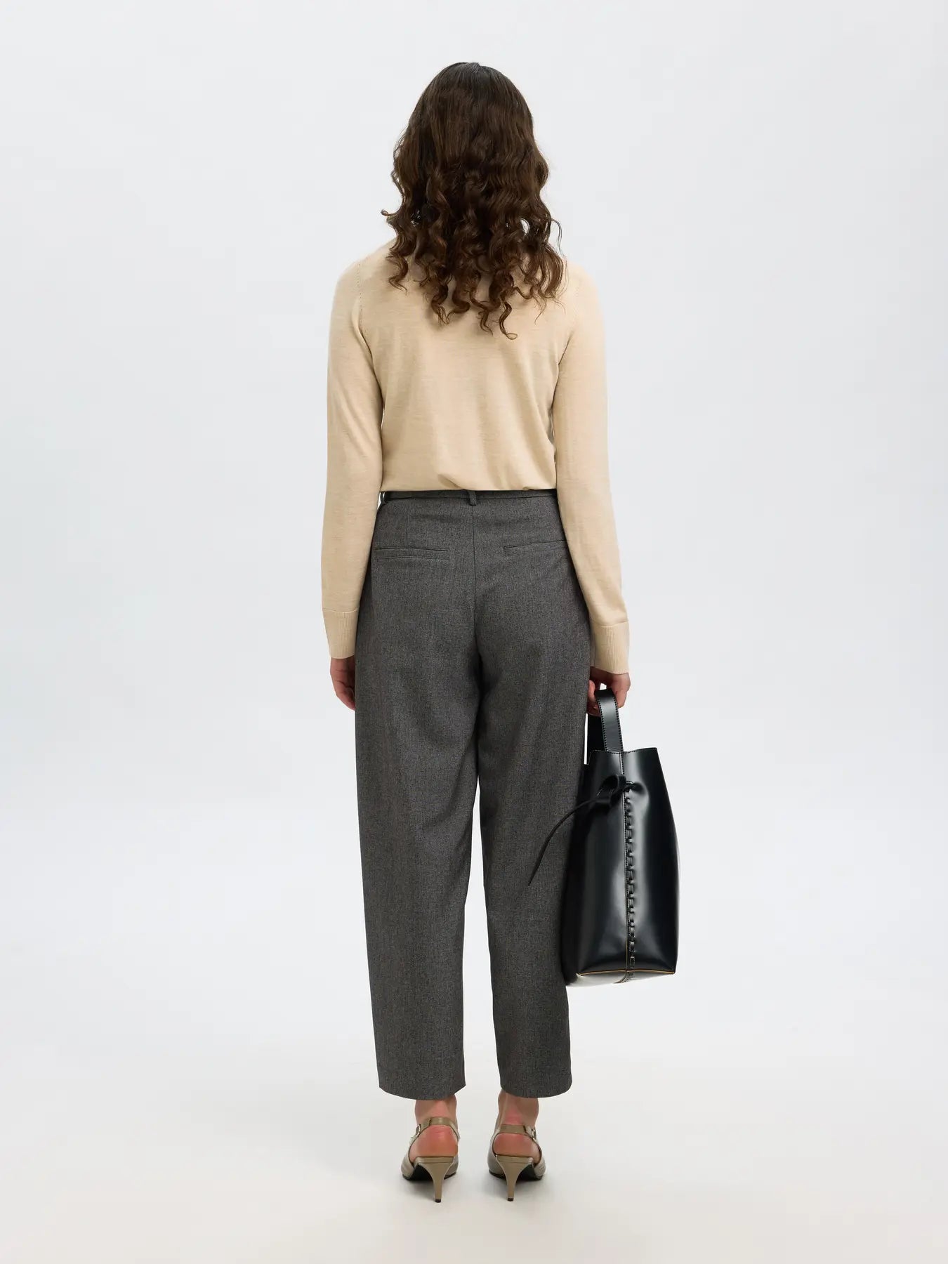 Thea Ls Knit Merino O-Neck - Oatmeal