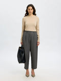 Thea Ls Knit Merino O-Neck - Oatmeal