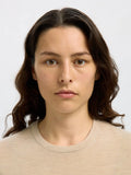Thea Ls Knit Merino O-Neck - Oatmeal