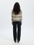 Alva Ls Knit Stripe O-Neck - Medium Grey Melange / Birch