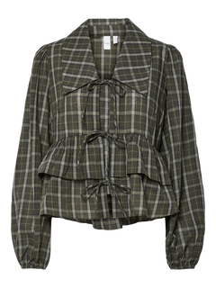 Yascinna Ls Tie Top - Ex - Forest Night Cinna Checks
