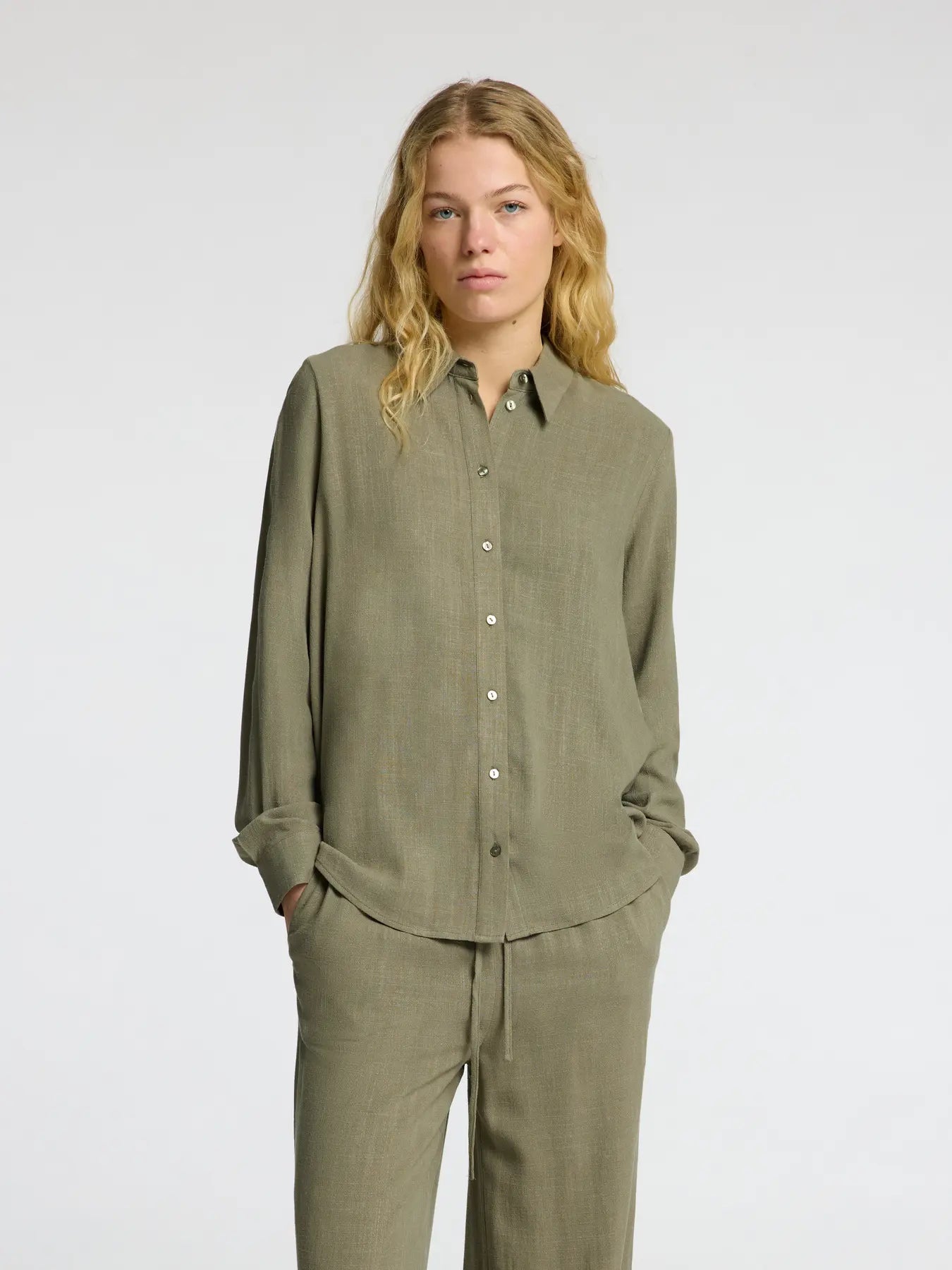 Selected Femme Viva Ls Sun Shirt - Vetiver