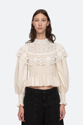 Serita Crochet Lace L/Slv Top - Cream