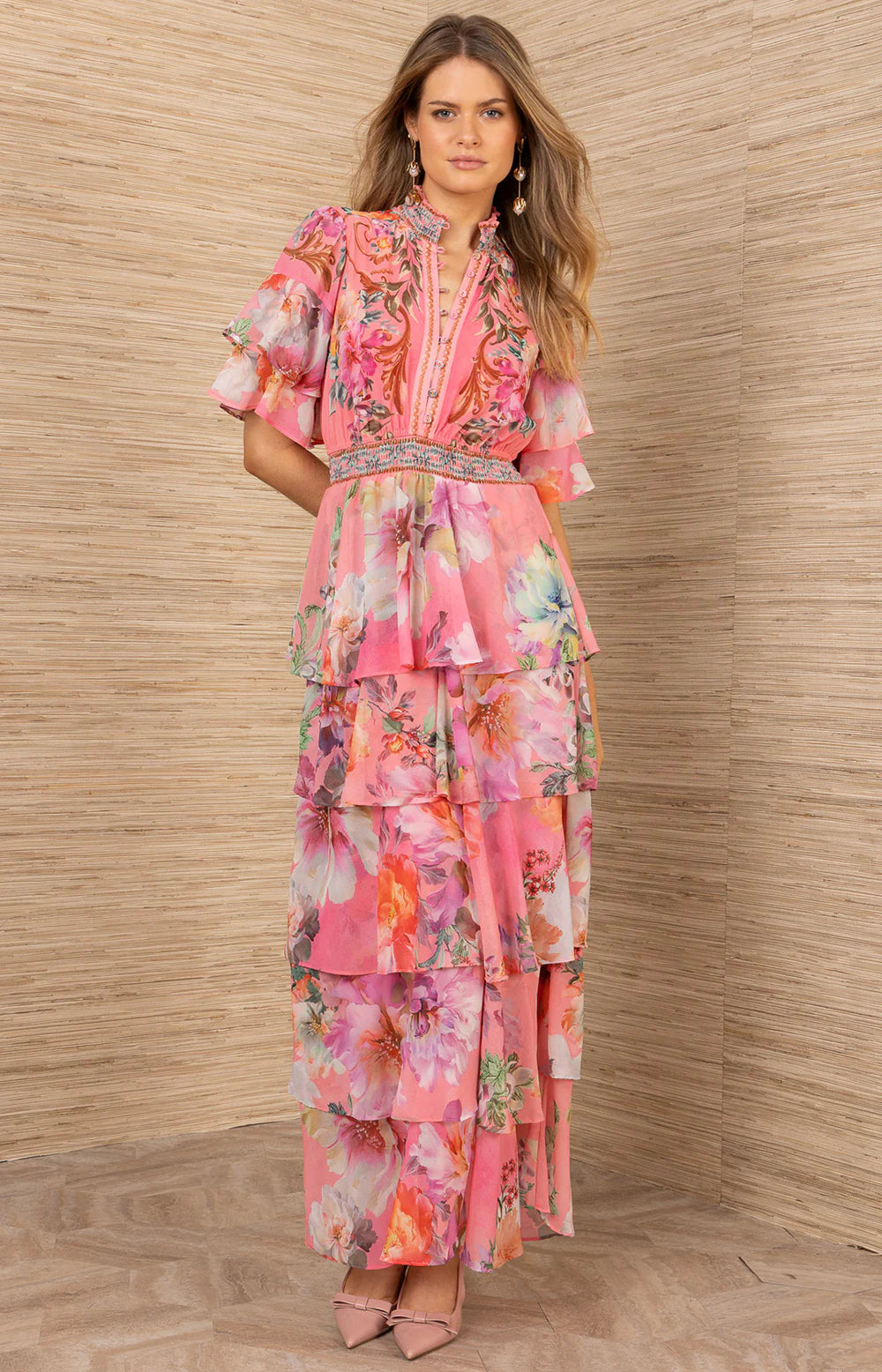 Itzayana Long Dress W Tiered - Rosa