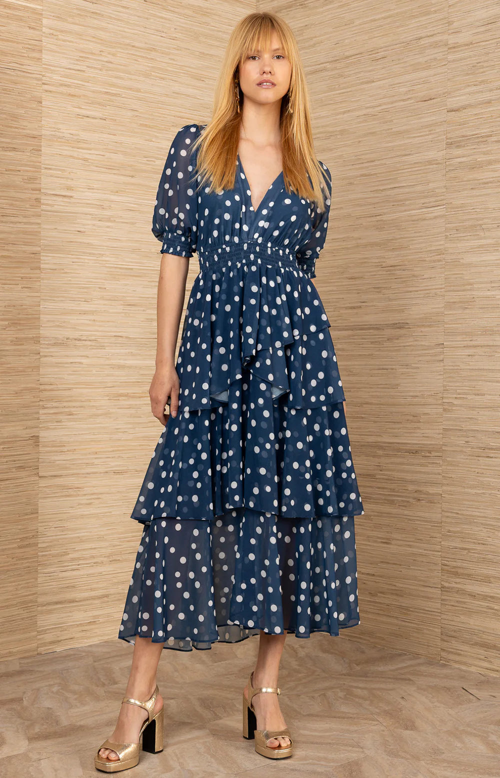 Kiera Dress W Tiered Skirt - Navy
