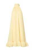 Sabrina Halterneck Ruffled Midi Dress - Ljusgul
