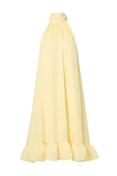 Sabrina Halterneck Ruffled Midi Dress - Light Lemon