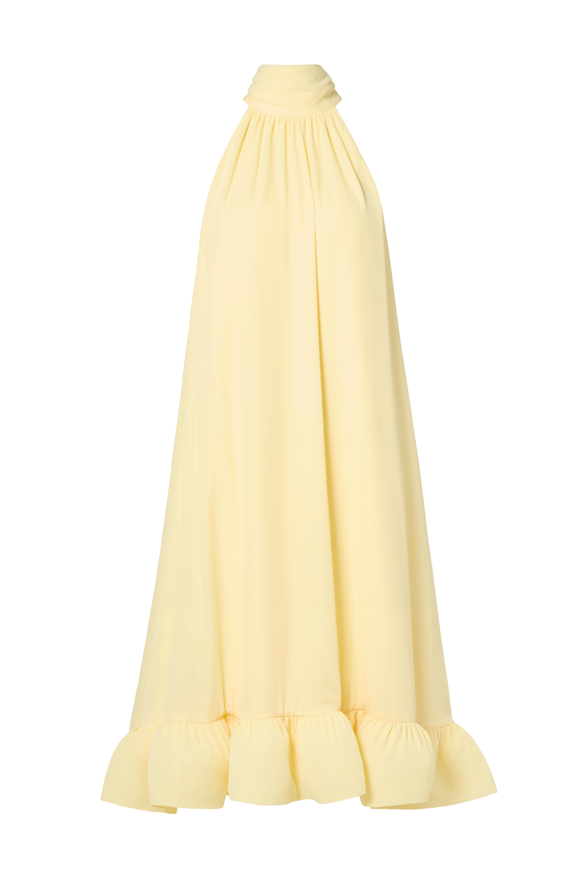 Sabrina Halterneck Ruffled Midi Dress - Ljusgul