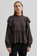 Terra Frill Blouse - Chocolate Plum
