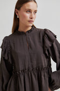 Terra Frill Blouse - Chocolate Plum