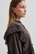 Terra Frill Blouse - Chocolate Plum