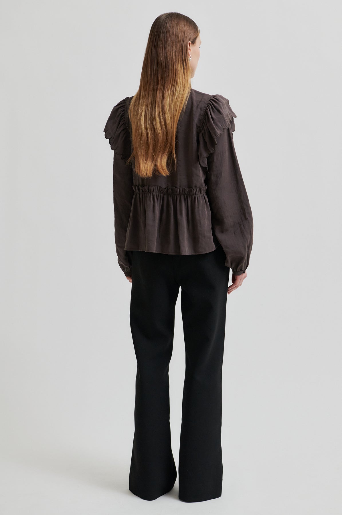 Terra Frill Blouse - Chocolate Plum