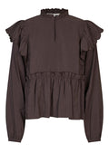 Terra Frill Blouse - Chocolate Plum