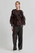 Fria Frill Blouse - Chocolate Plum