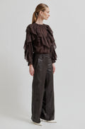 Fria Frill Blouse - Chocolate Plum