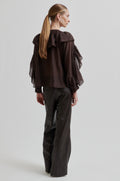 Fria Frill Blouse - Chocolate Plum