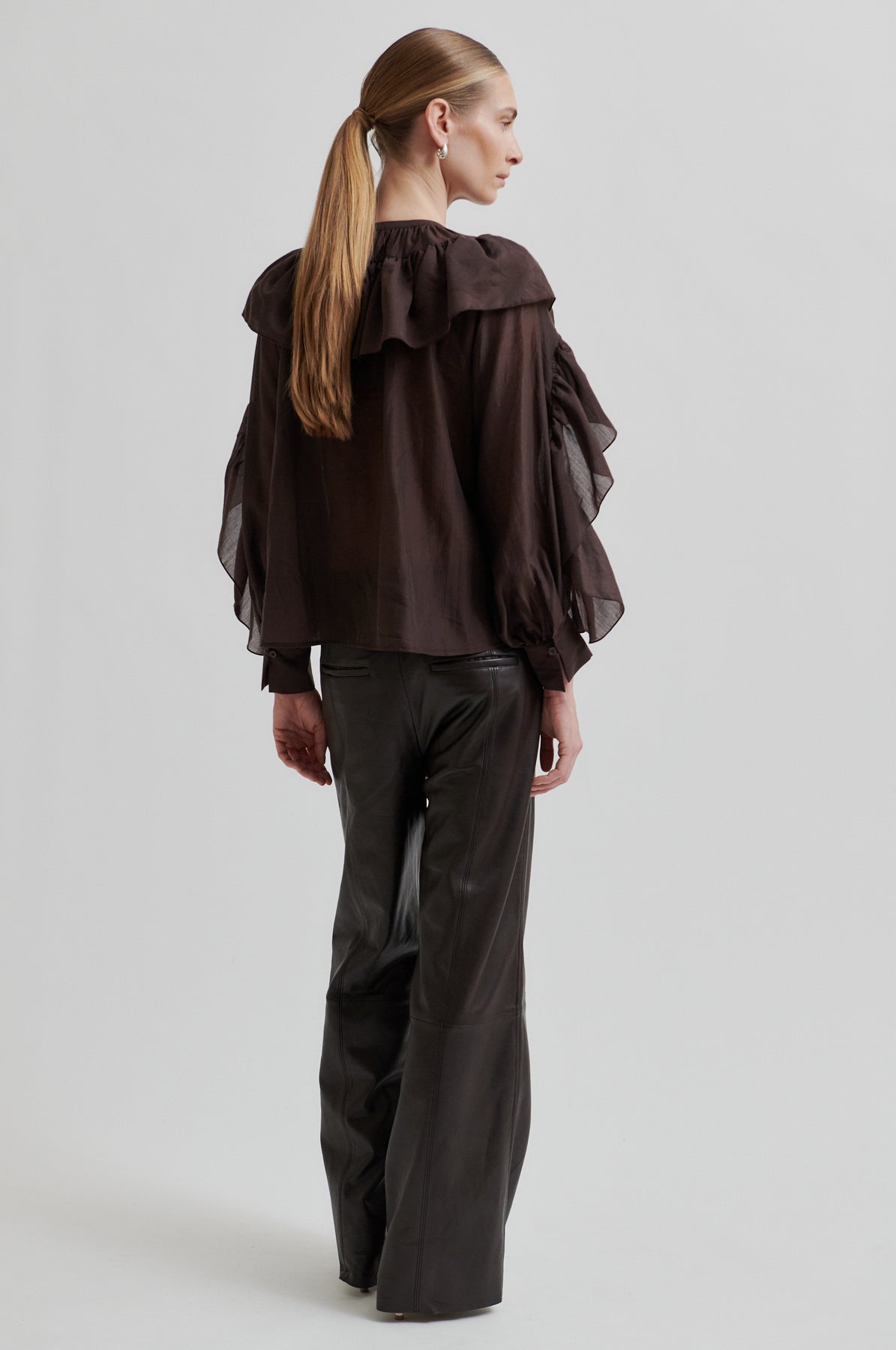 Fria Frill Blouse - Chocolate Plum