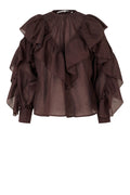 Fria Frill Blouse - Chocolate Plum