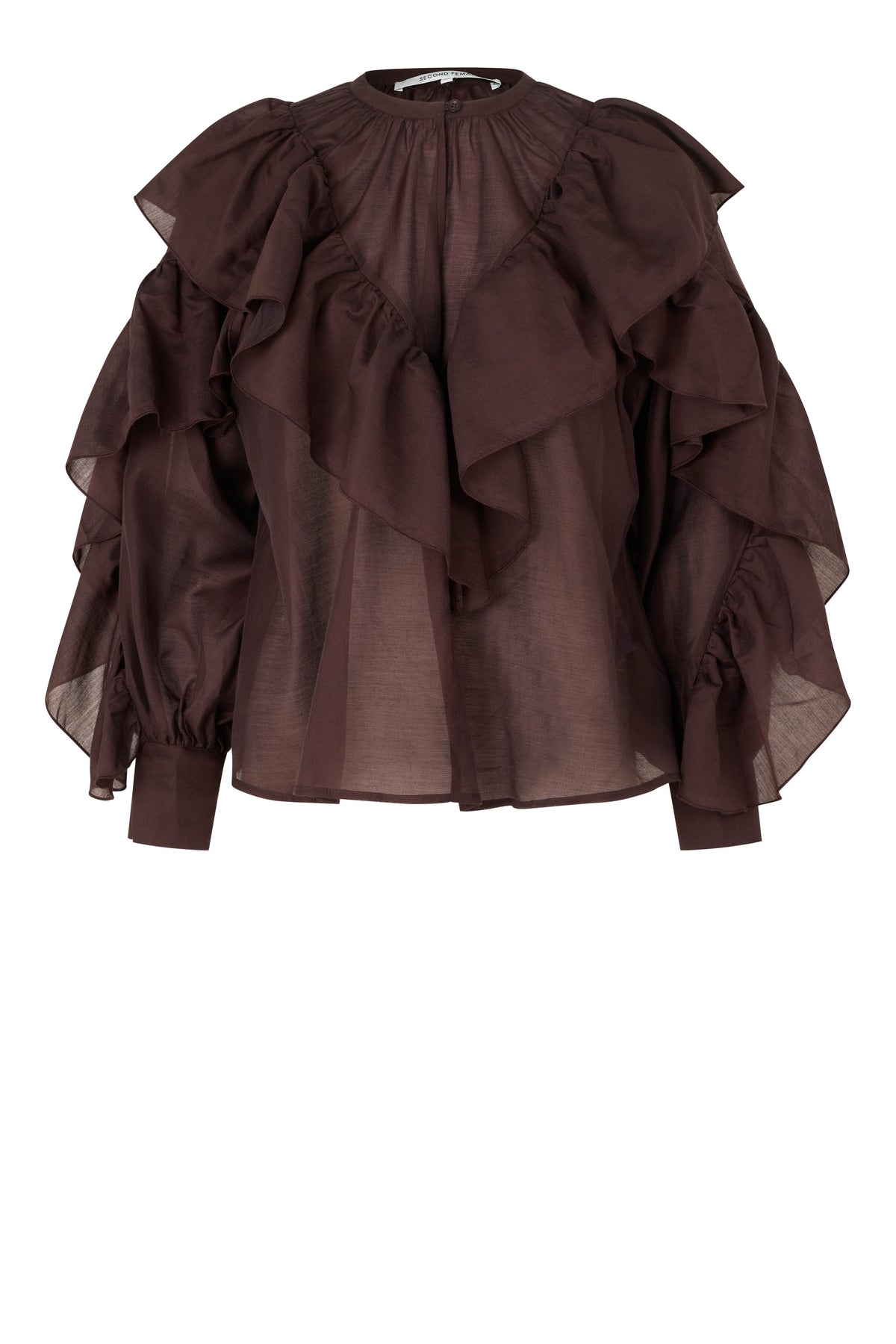 Fria Frill Blouse - Chocolate Plum