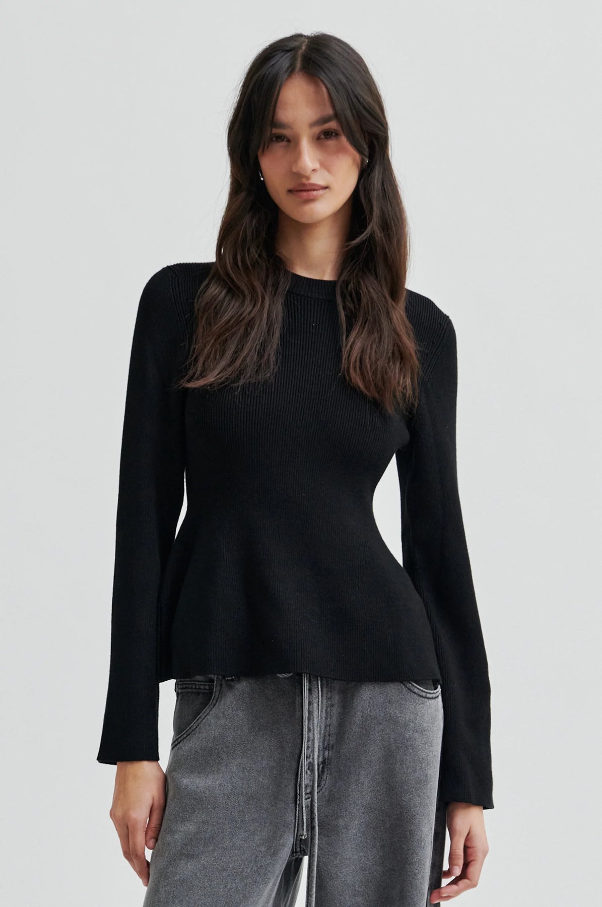Stinna Knit Peplum - Svart