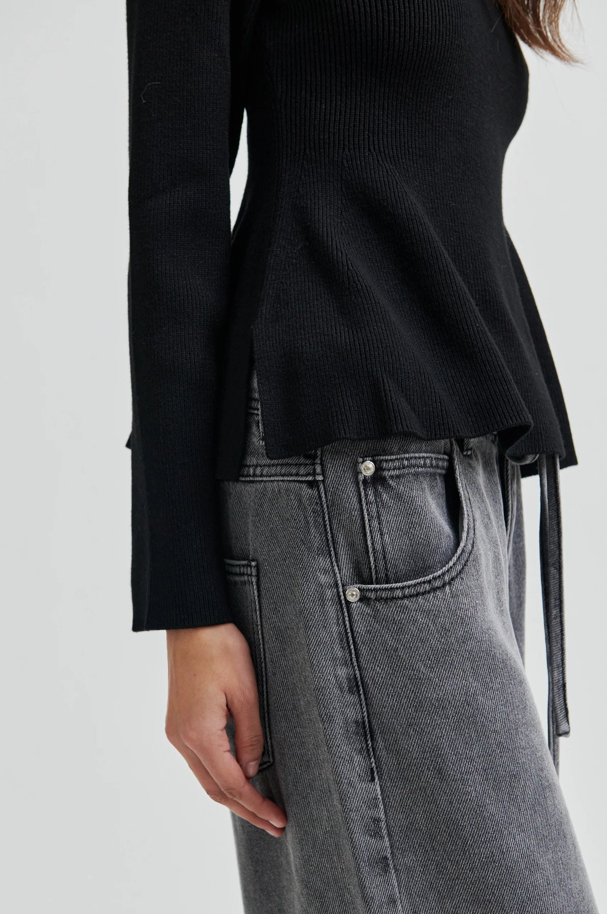 Stinna Knit Peplum - Svart