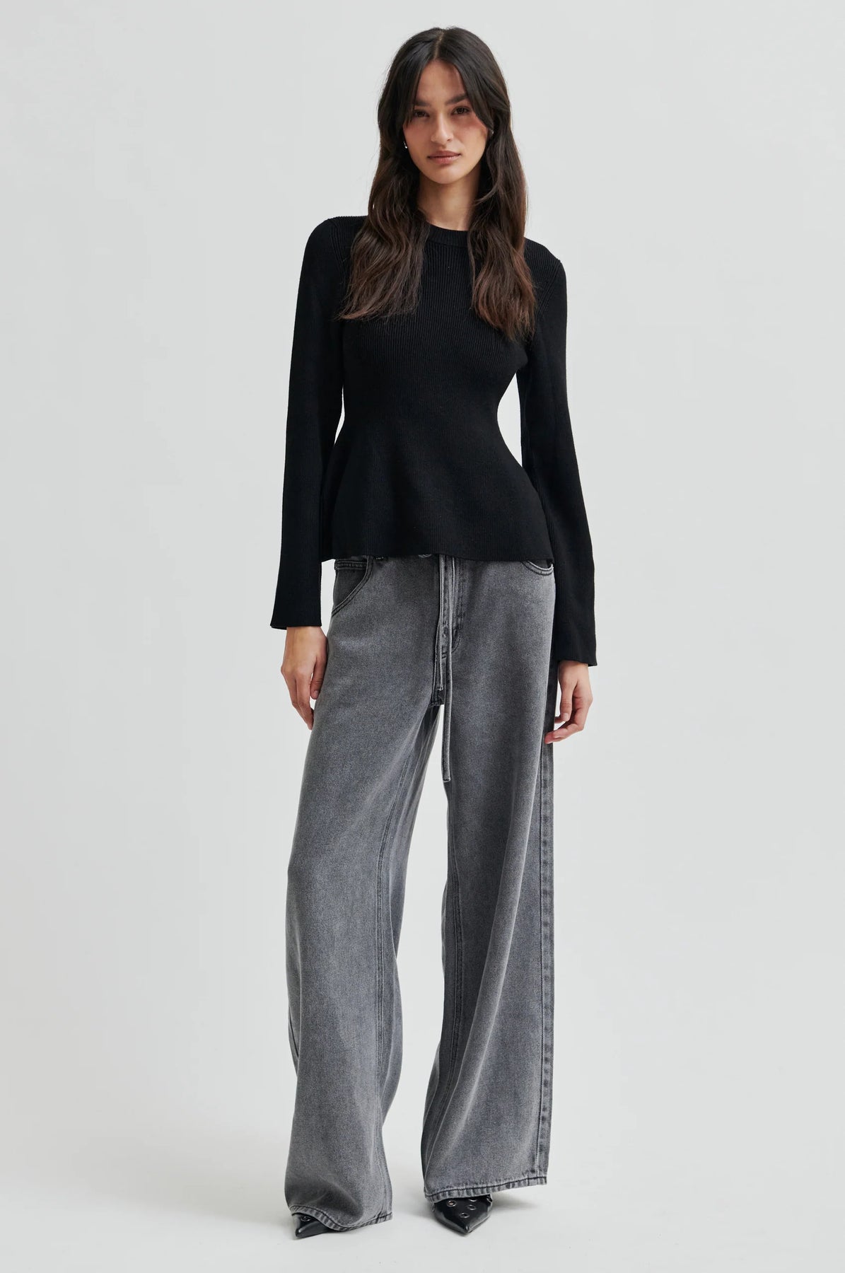 Stinna Knit Peplum - Svart