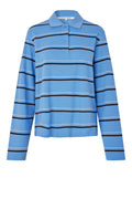Lovella Striped Polo Tee - Cornflower Blue