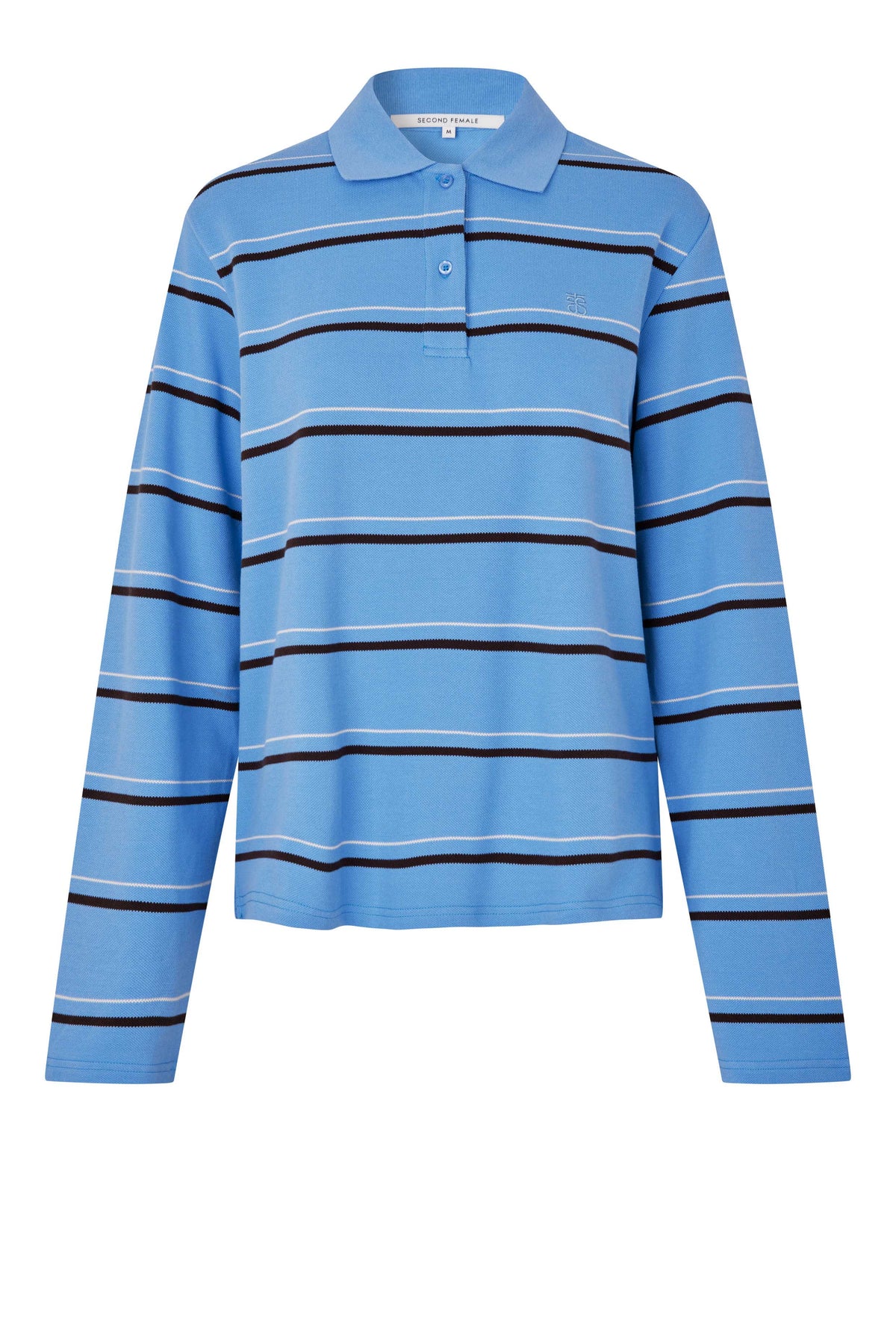 Lovella Striped Polo Tee - Cornflower Blue