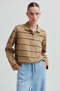 Lovella Striped Polo Tee - Kelp