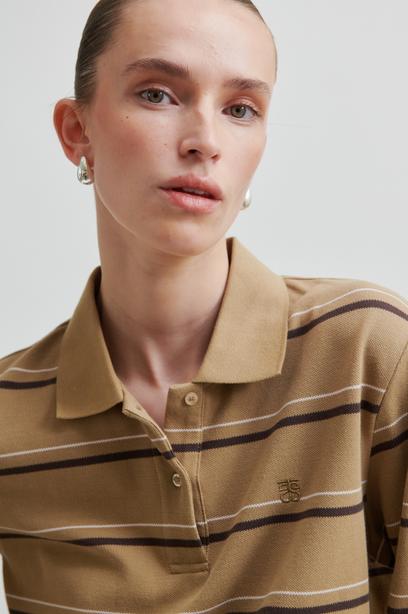 Lovella Striped Polo Tee - Kelp