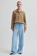 Lovella Striped Polo Tee - Kelp